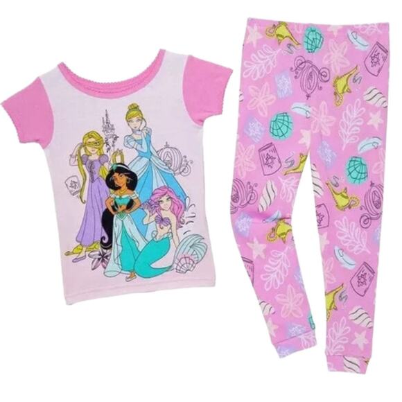 Disney Princess Pajamas Girls 4 Piece Cotton Size 5 NWT - Picture 4 of 8
